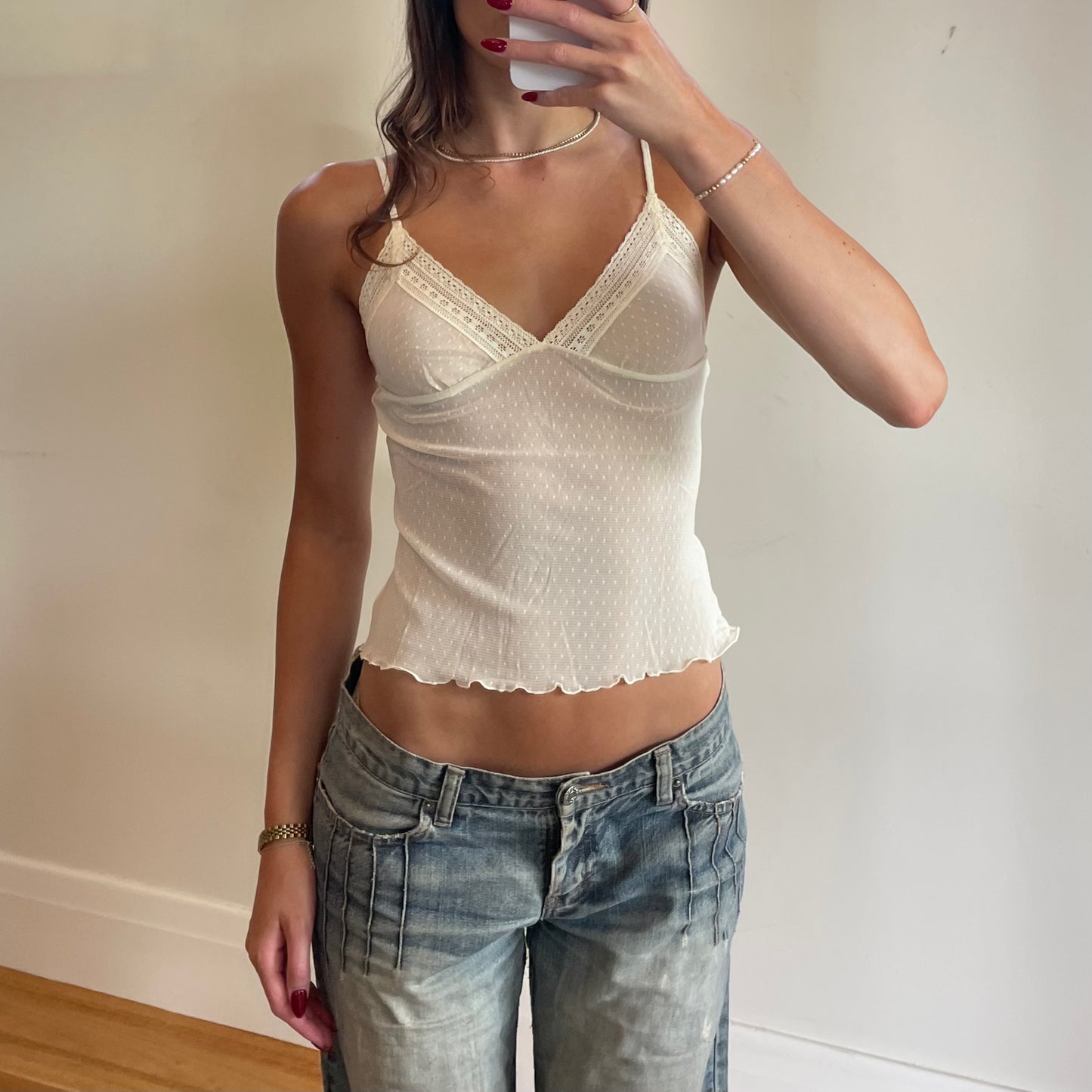 pale yellow sheer cami