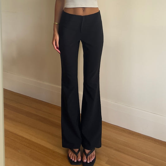 black flared trousers