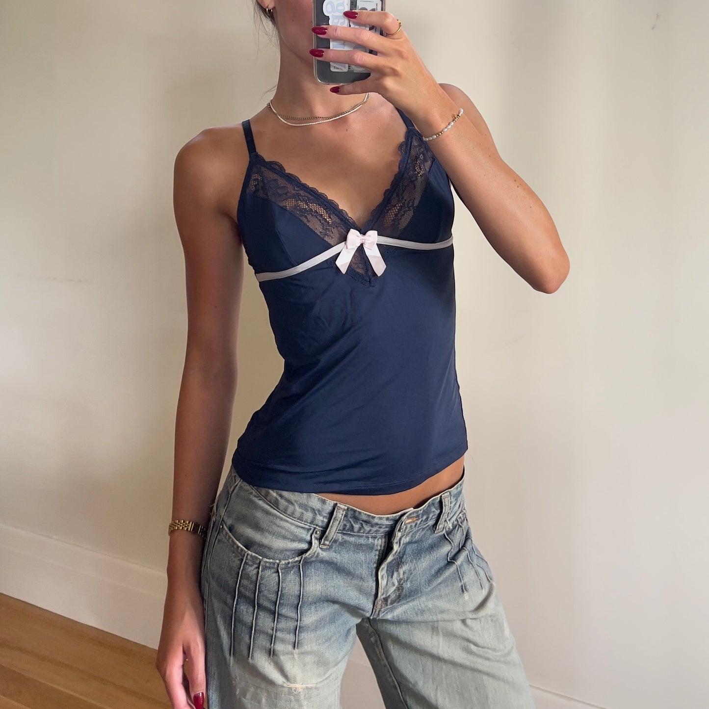 y2k navy cami