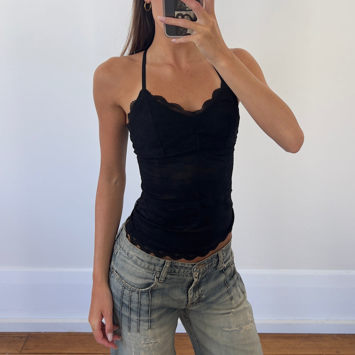 black lace cami