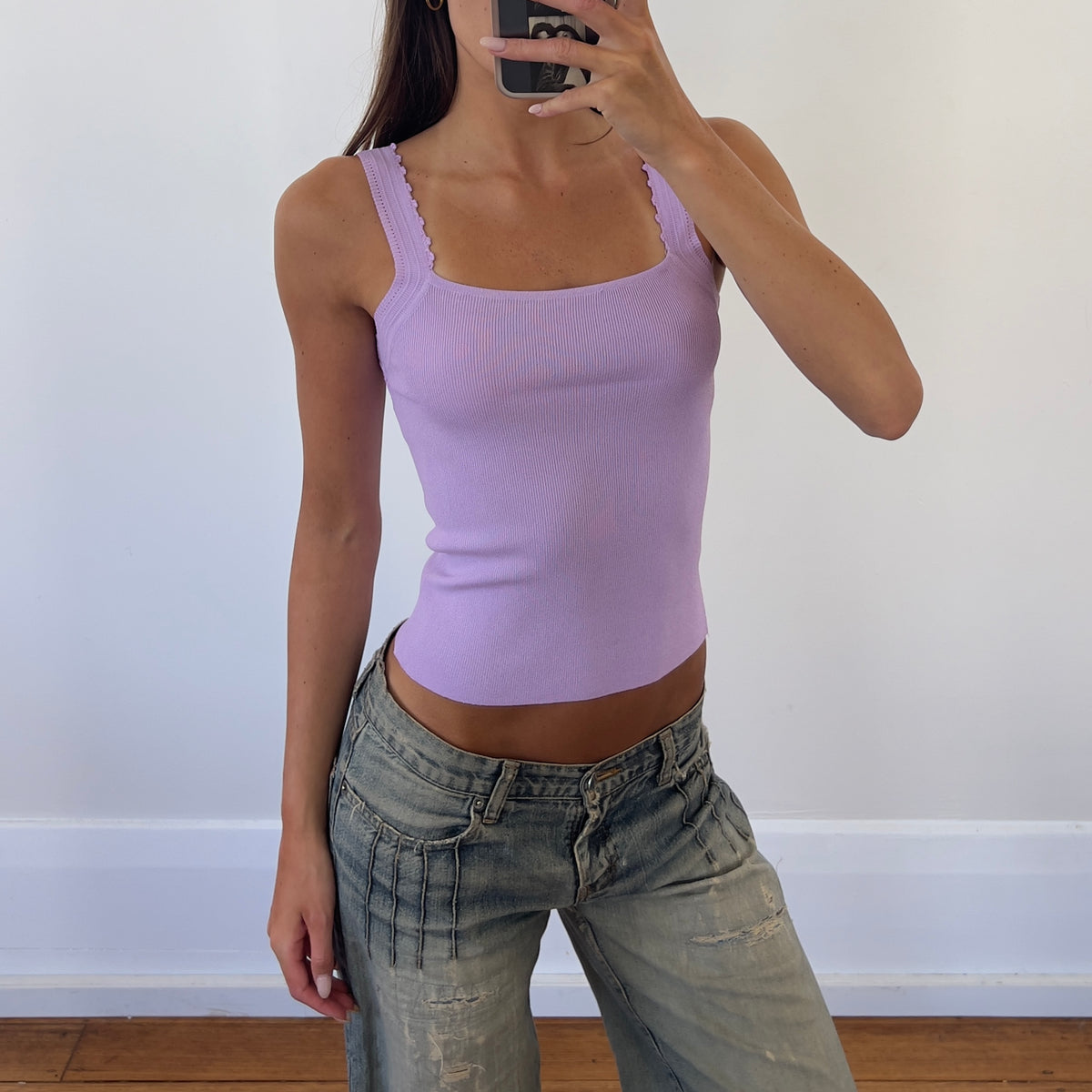 lilac knit tank