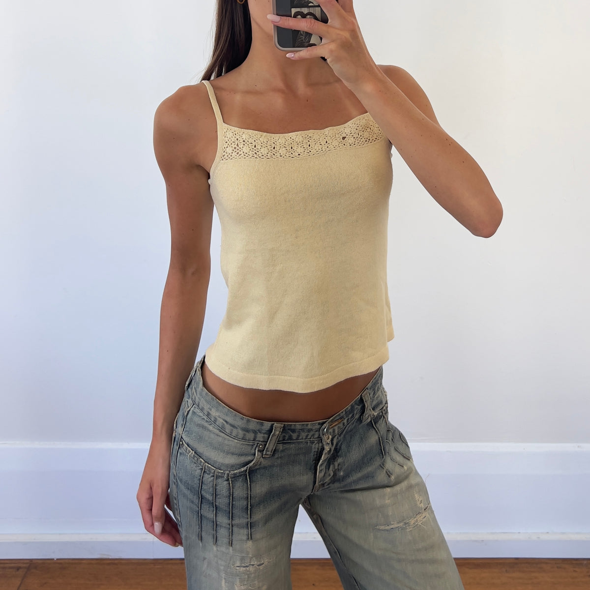silk/wool cream tank