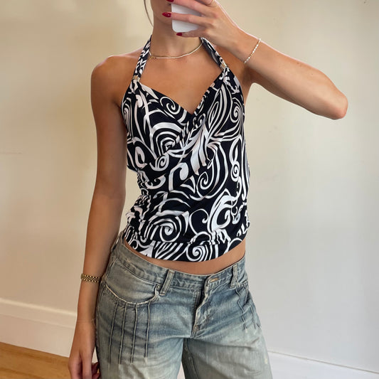 swirly print halter