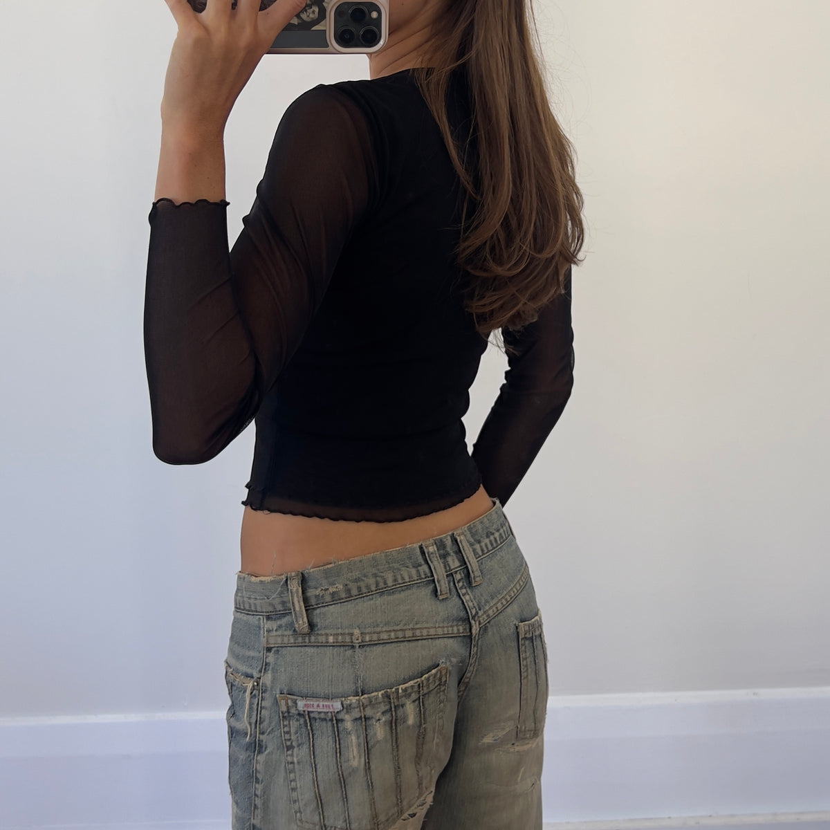 black mesh lace long sleeve