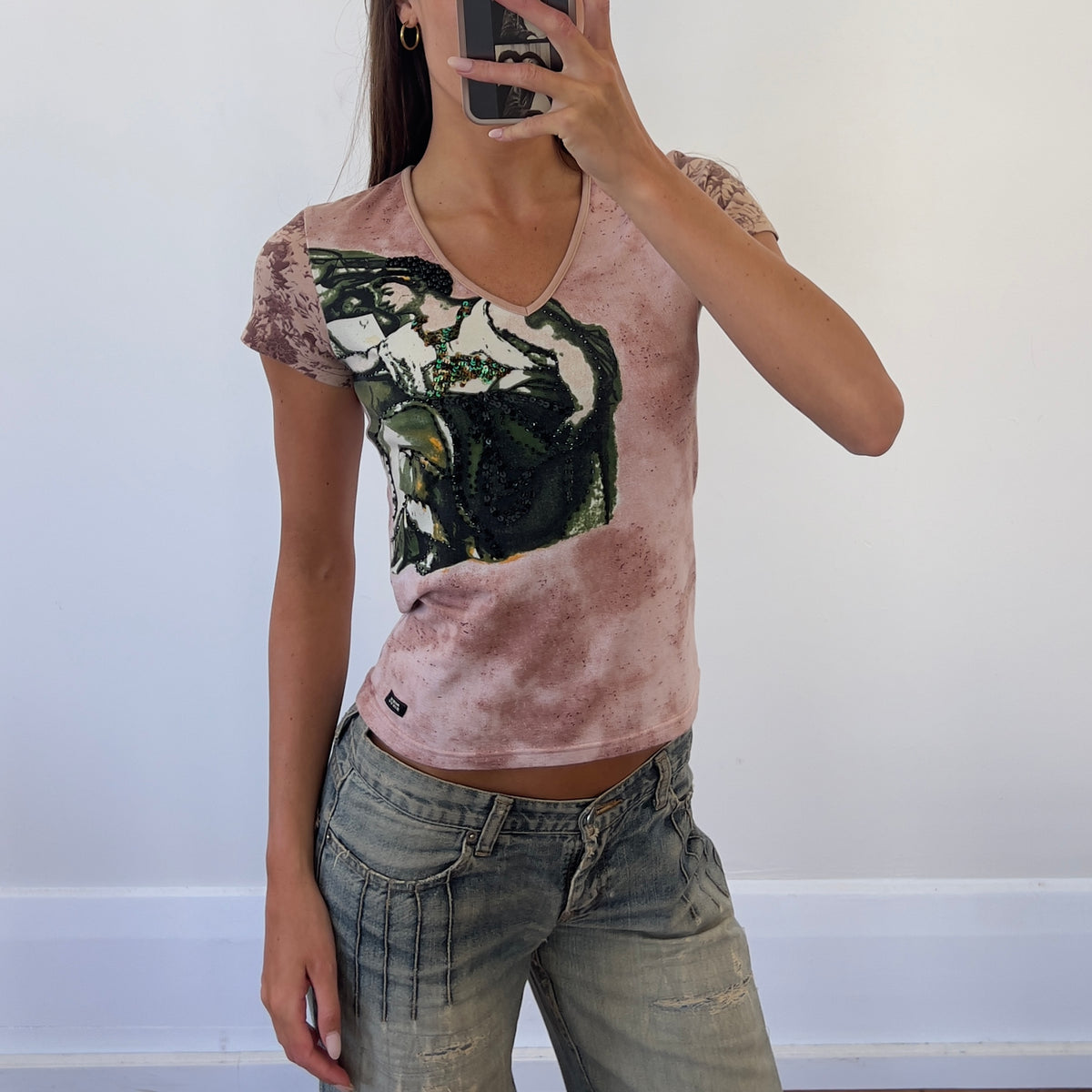 graphic beaded tee