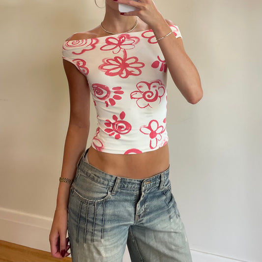 off-shoulder floral top