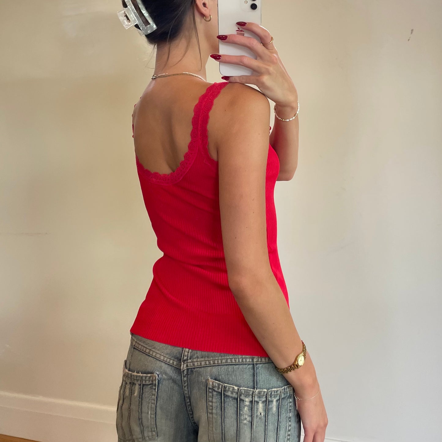 ribbed red cami