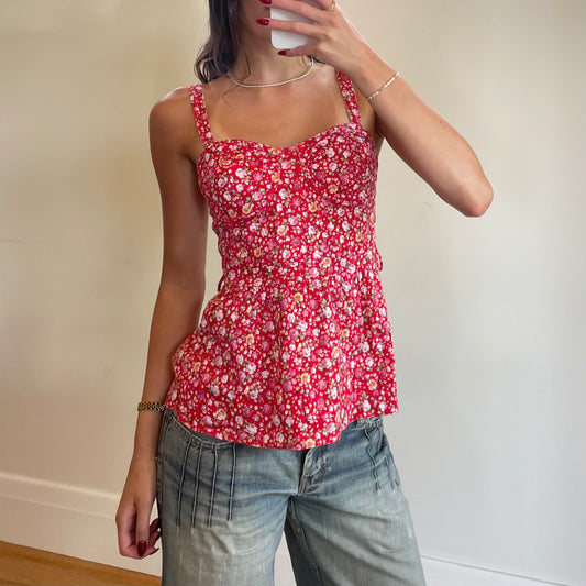 red floral bustier cami