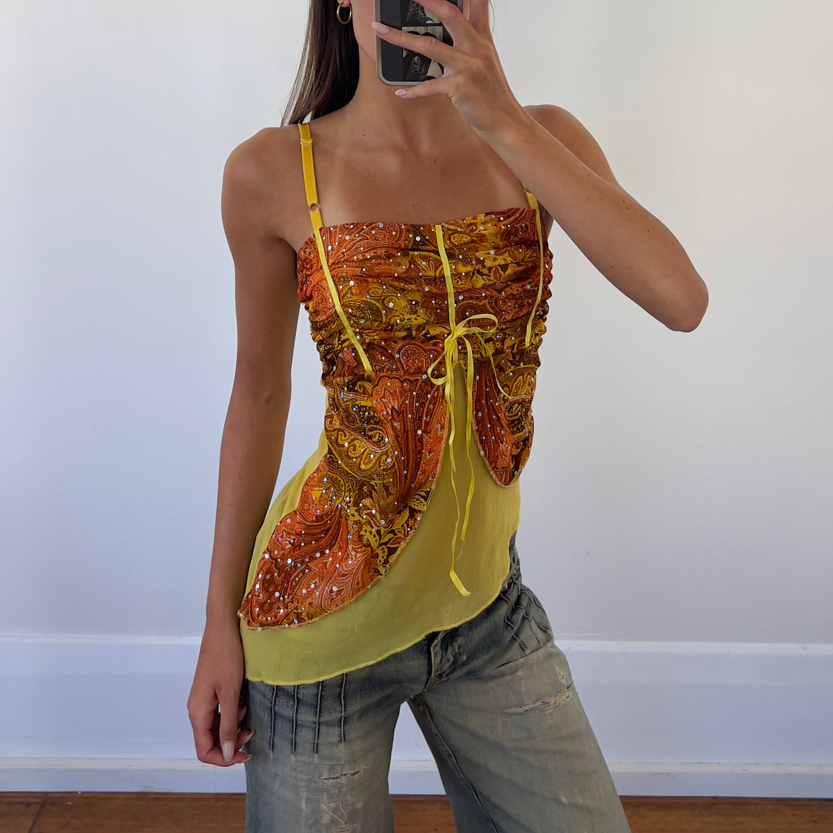 graphic asymmetrical cami
