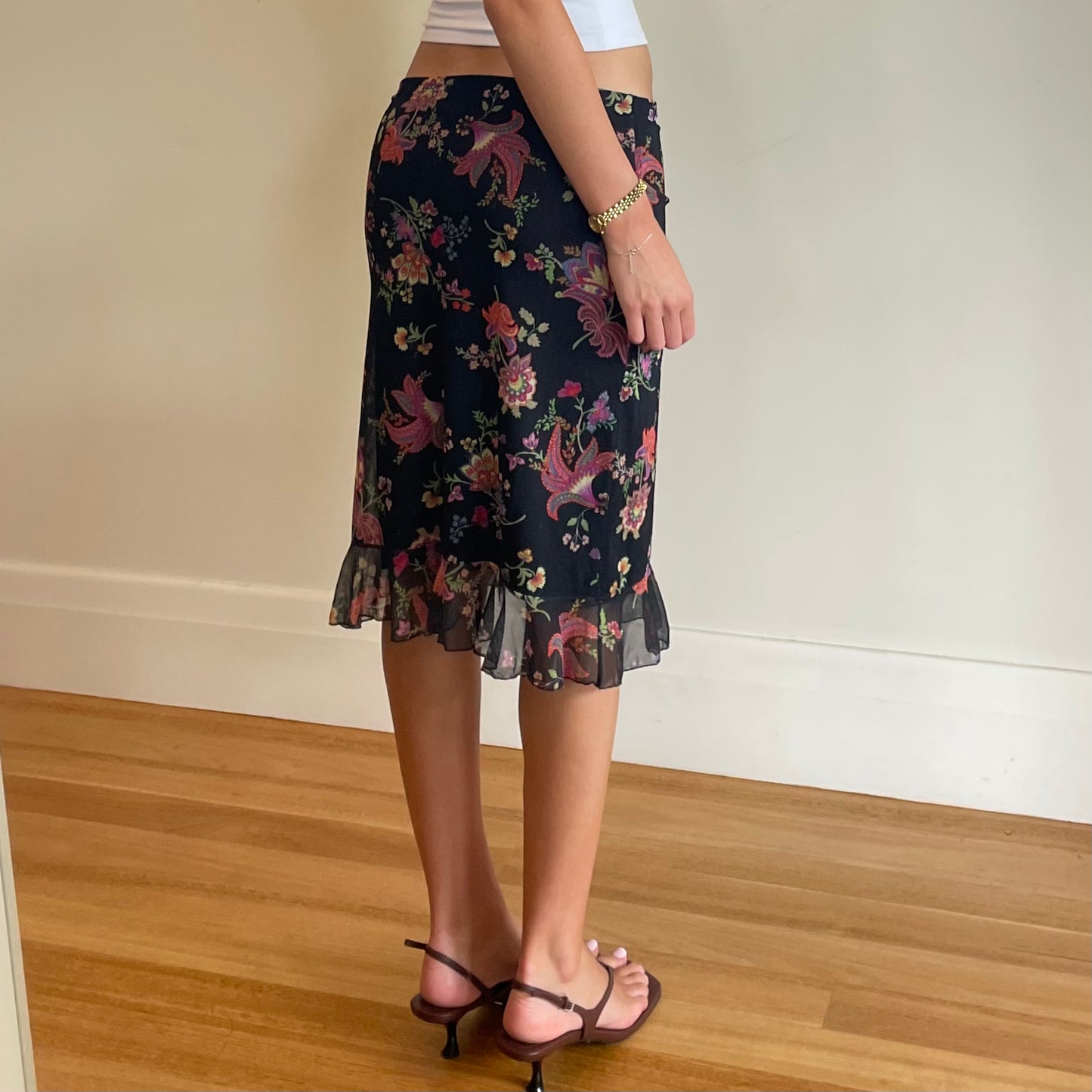 90s floral midi skirt