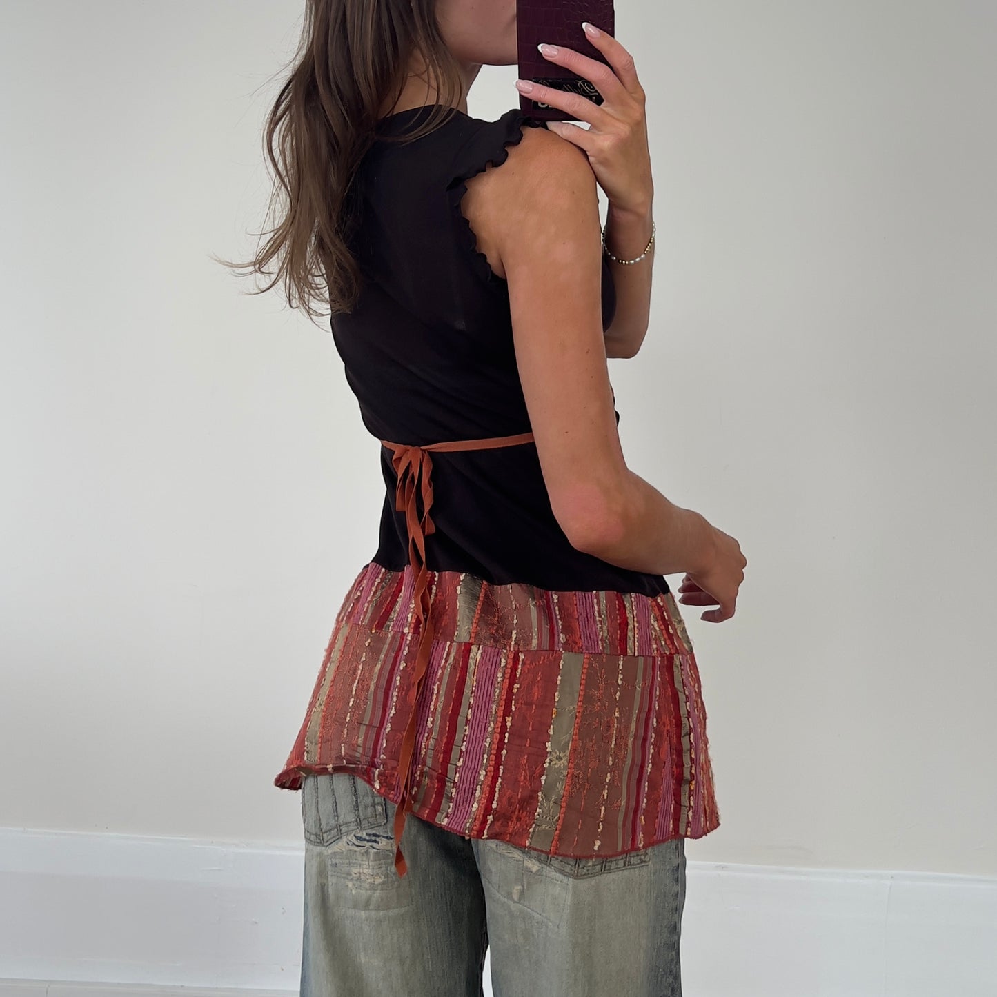 contrast fabric tunic