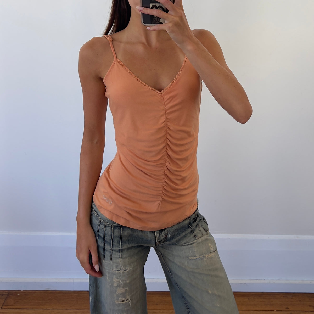 orange ruched cami