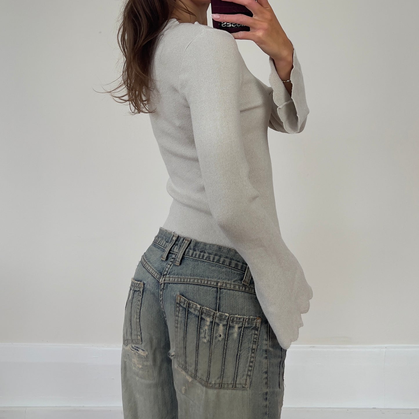 flared sleeve knit sweater