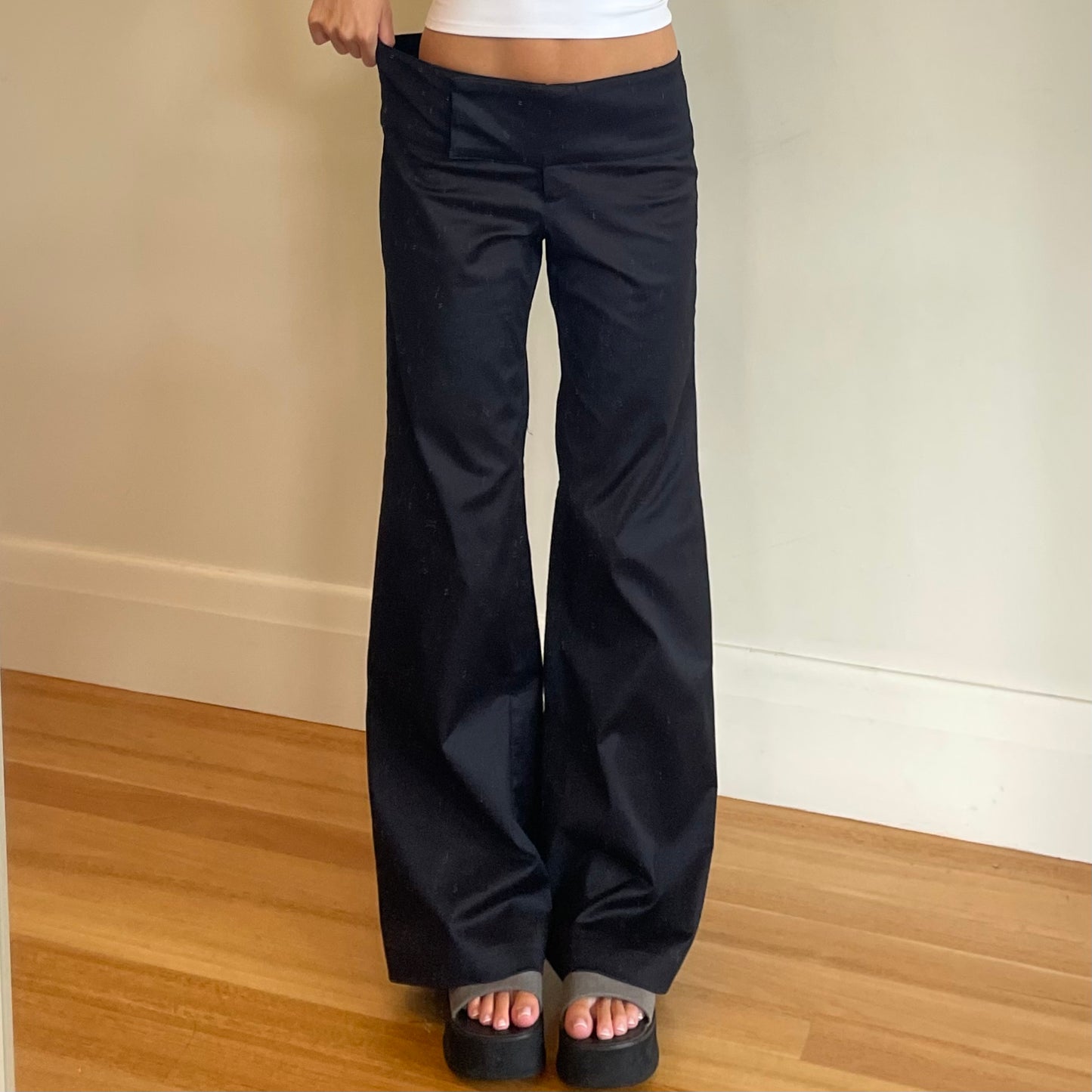 black wide leg trousers
