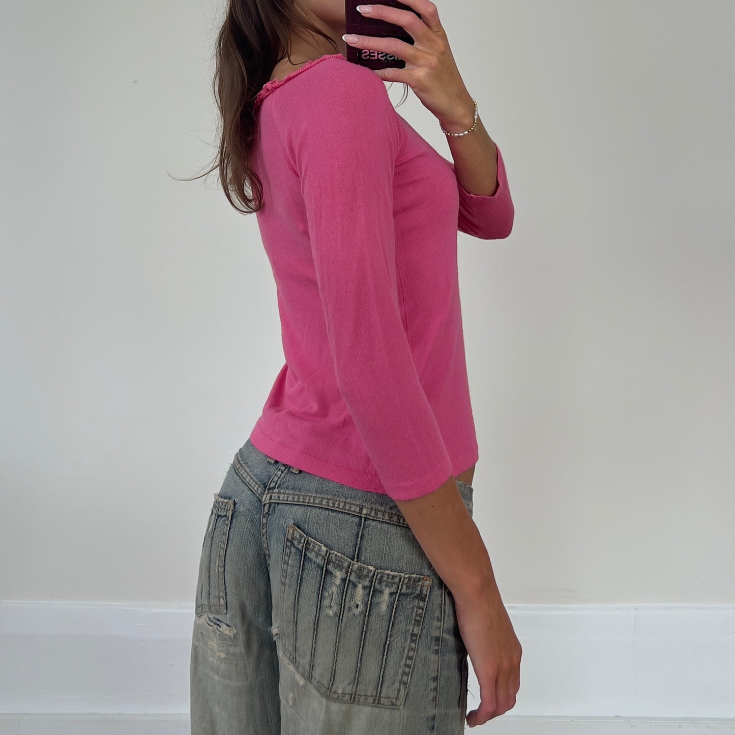 Blumarine pink 3/4 sleeve top