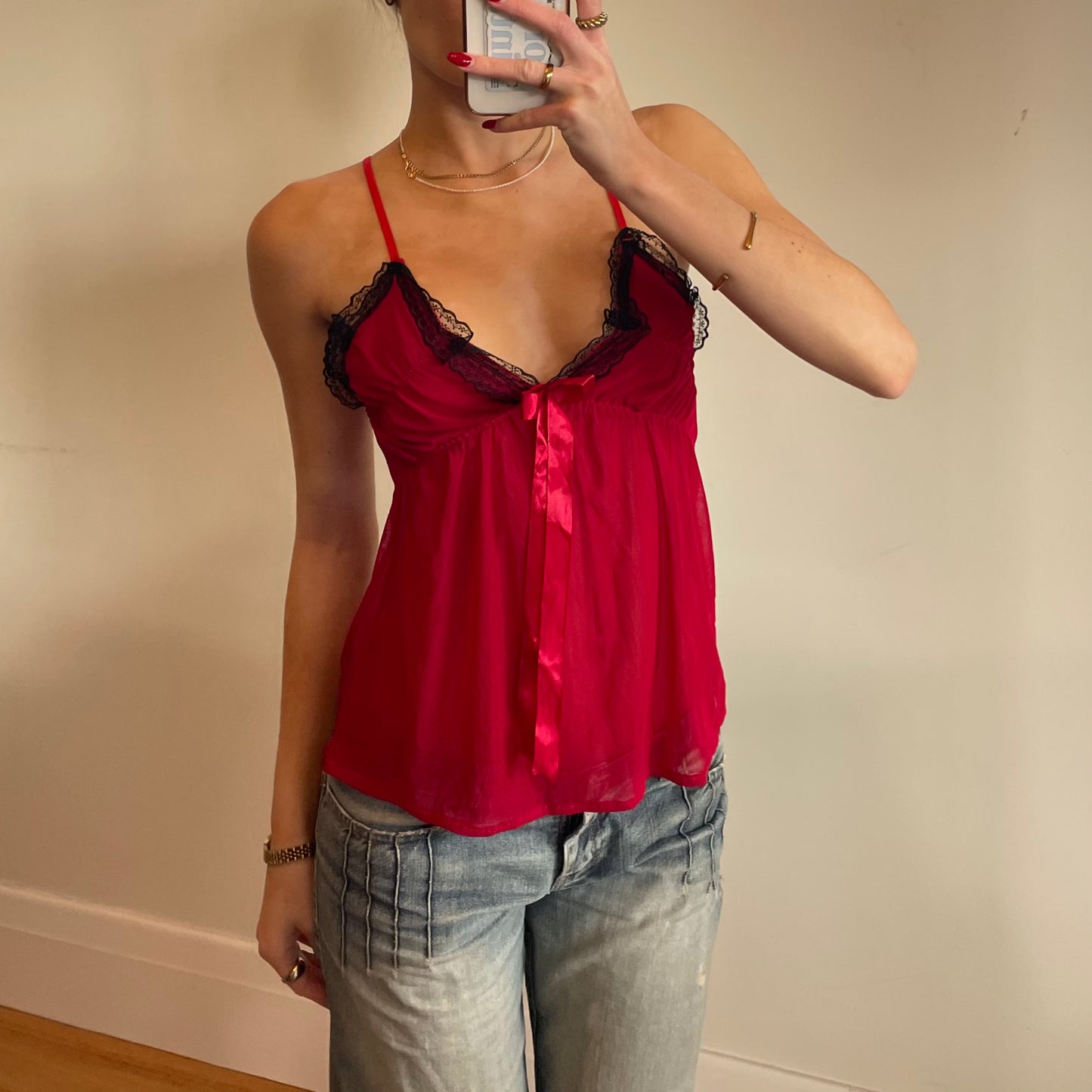 red mesh cami