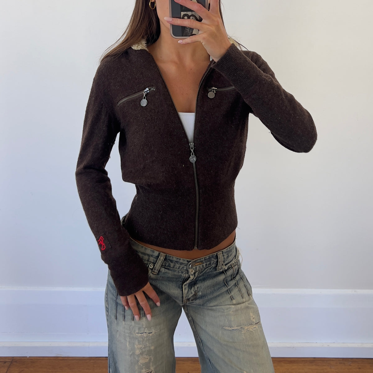 zip-up wool jacket