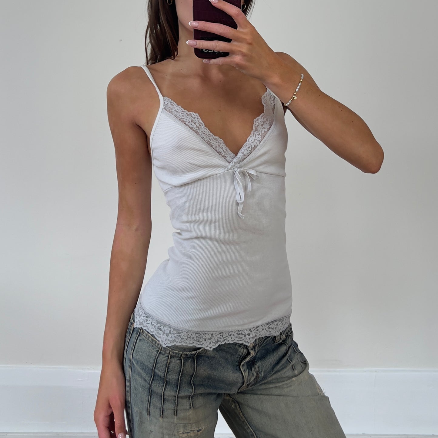 white lace cami