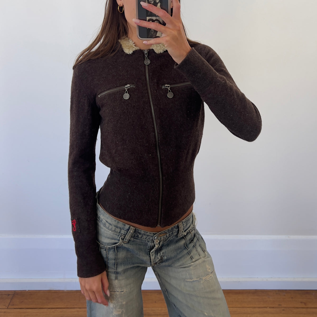 zip-up wool jacket