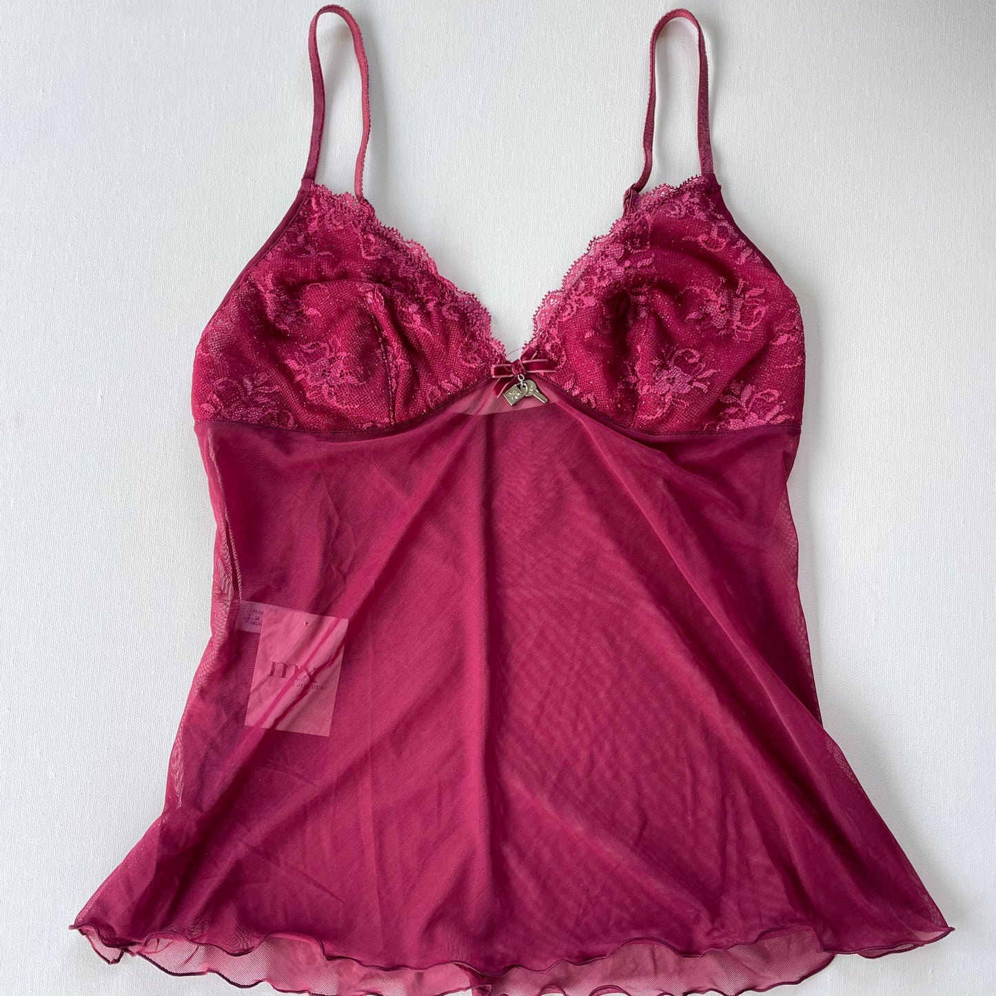 burgundy mesh/lace cami