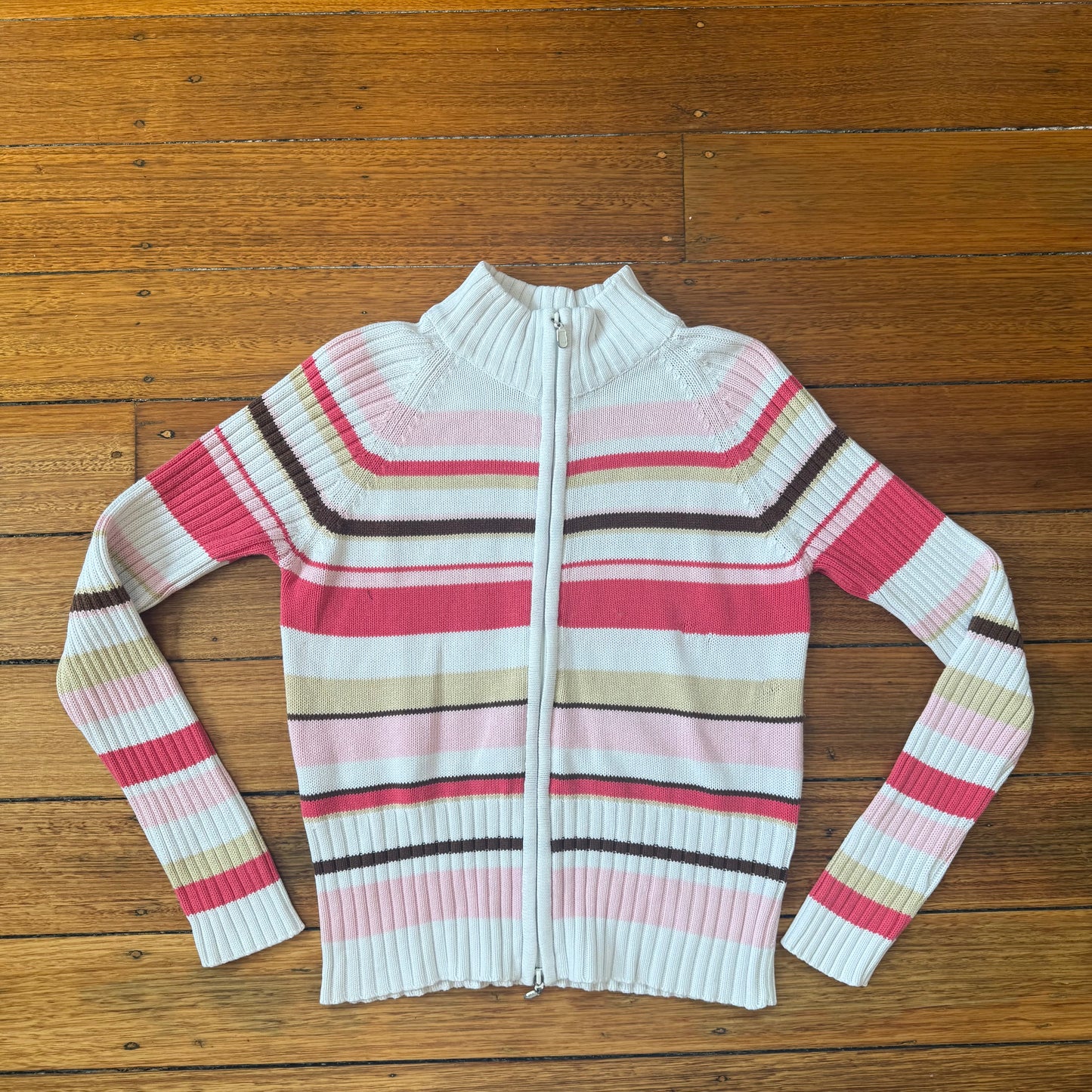 zip up stripe knit