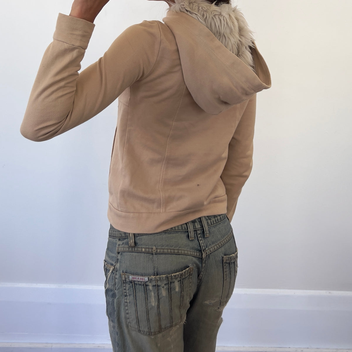 beige hooded jacket