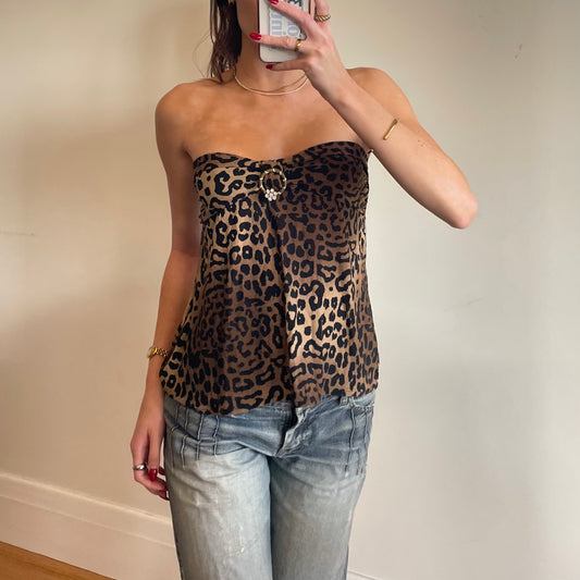 leopard print strapless top