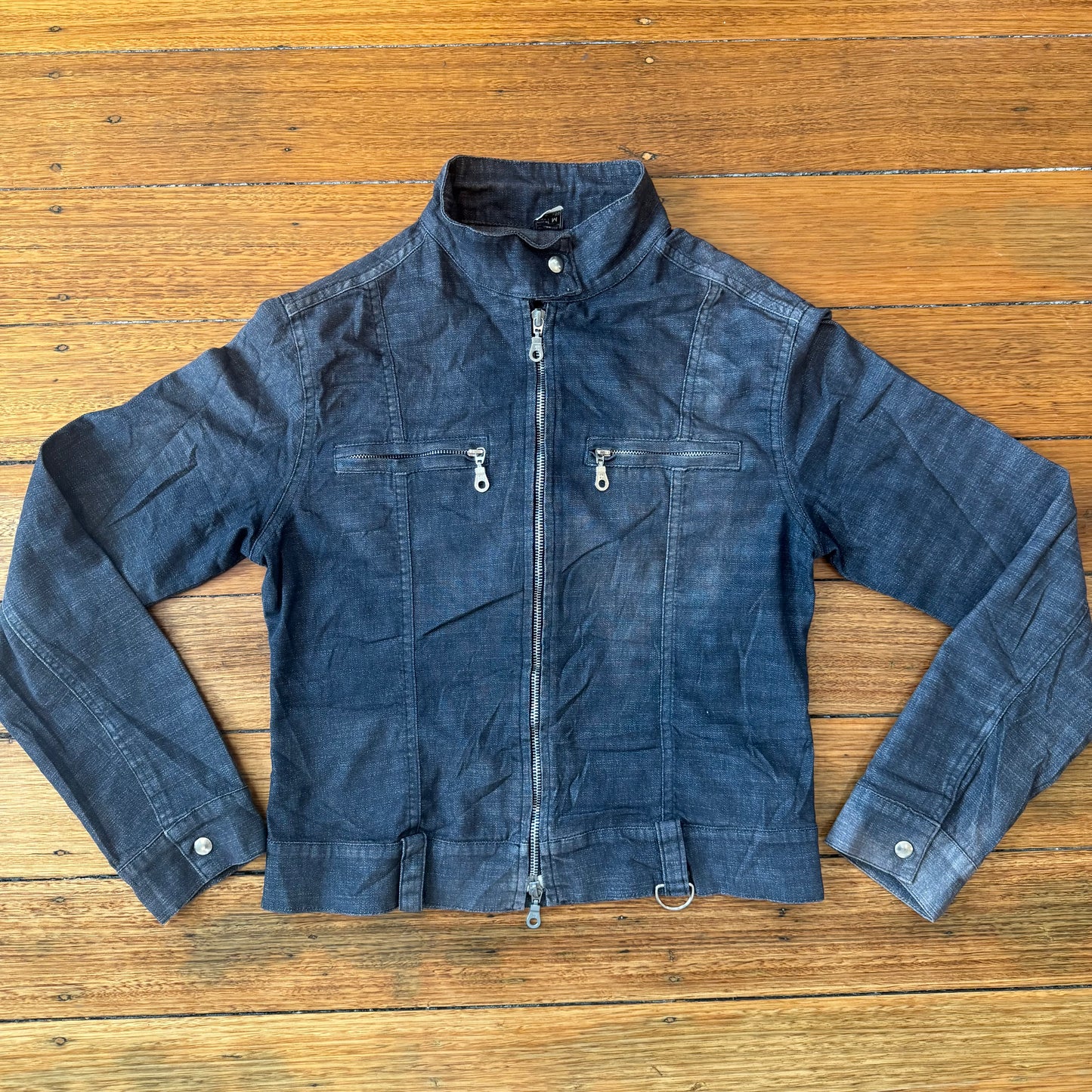 lightweight zip up denim jacket
