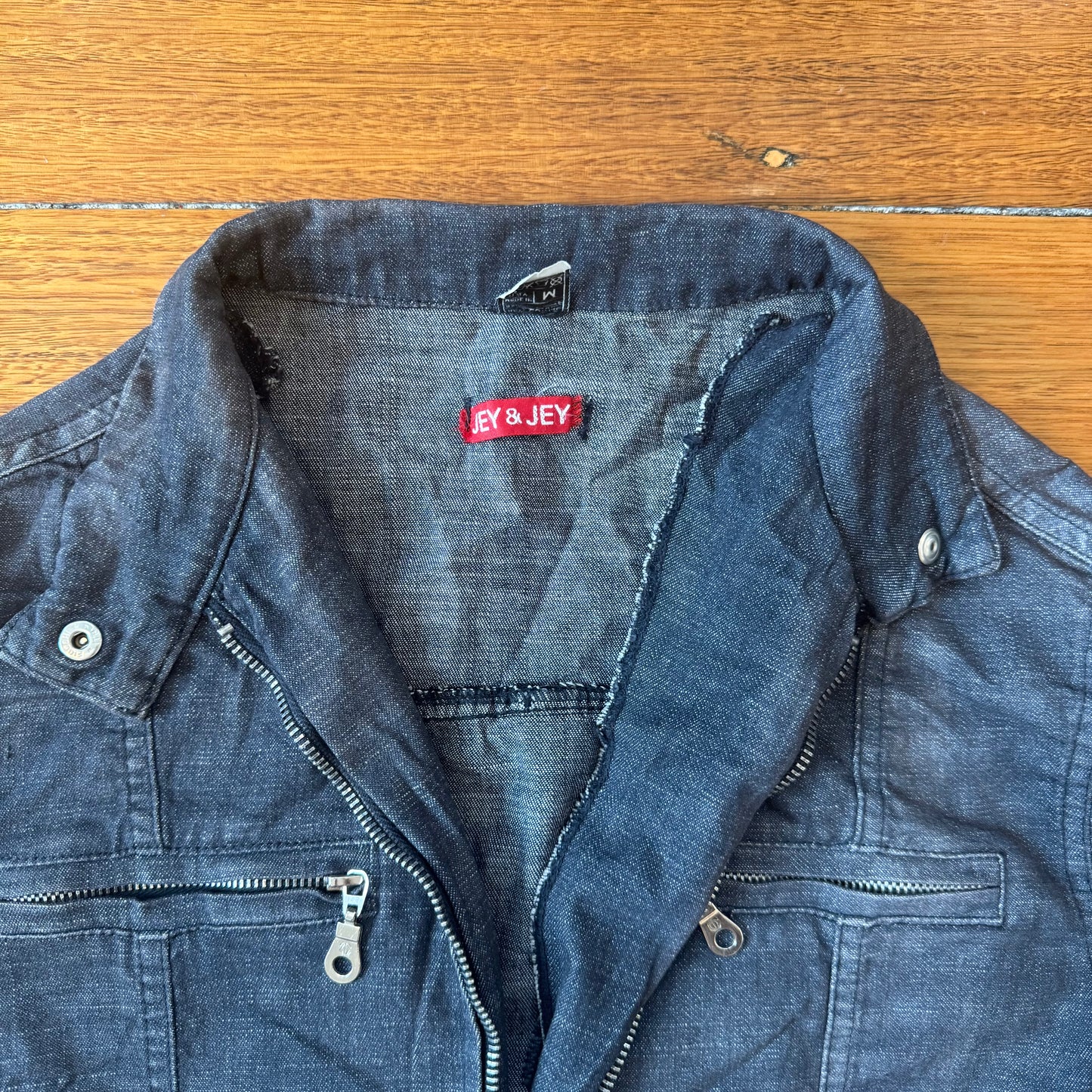 lightweight zip up denim jacket