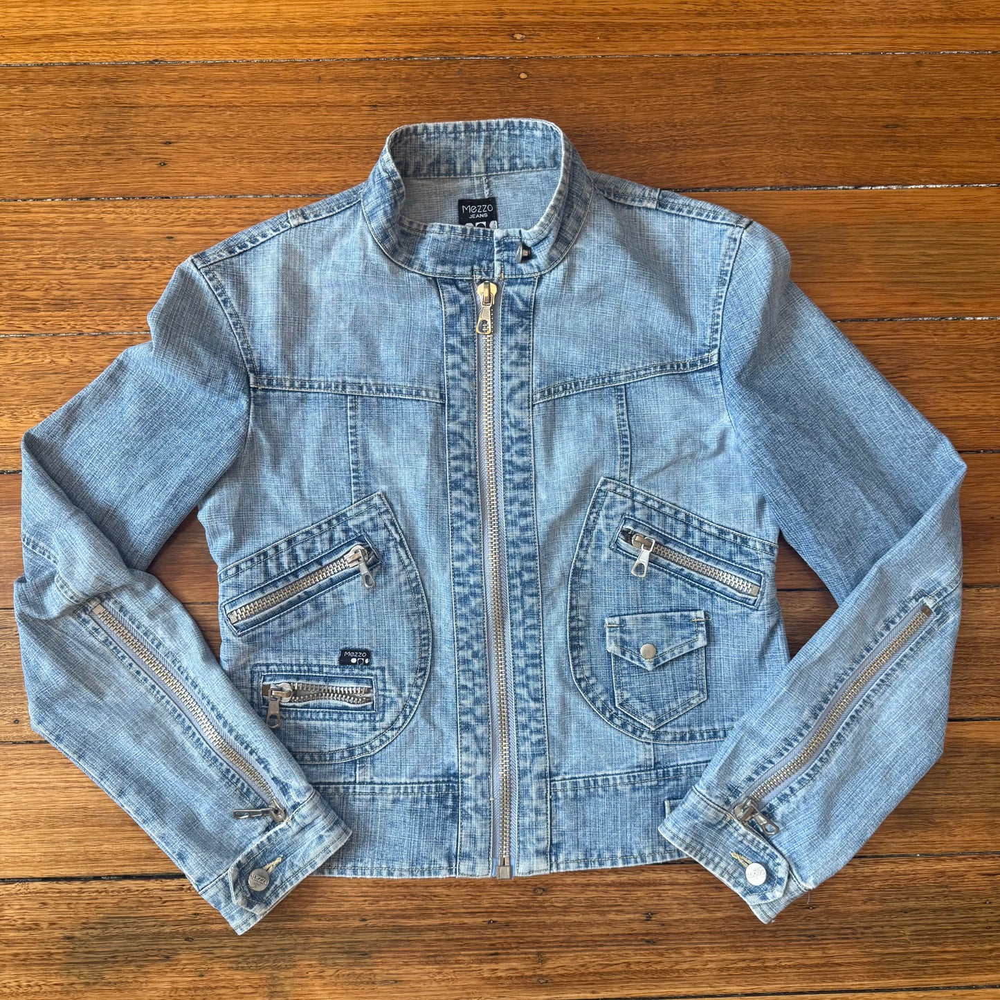 denim moto style jacket