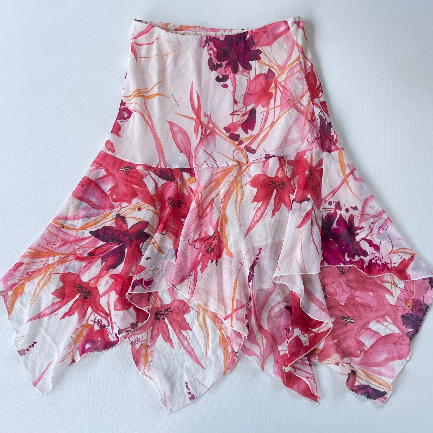 pink floral midi skirt