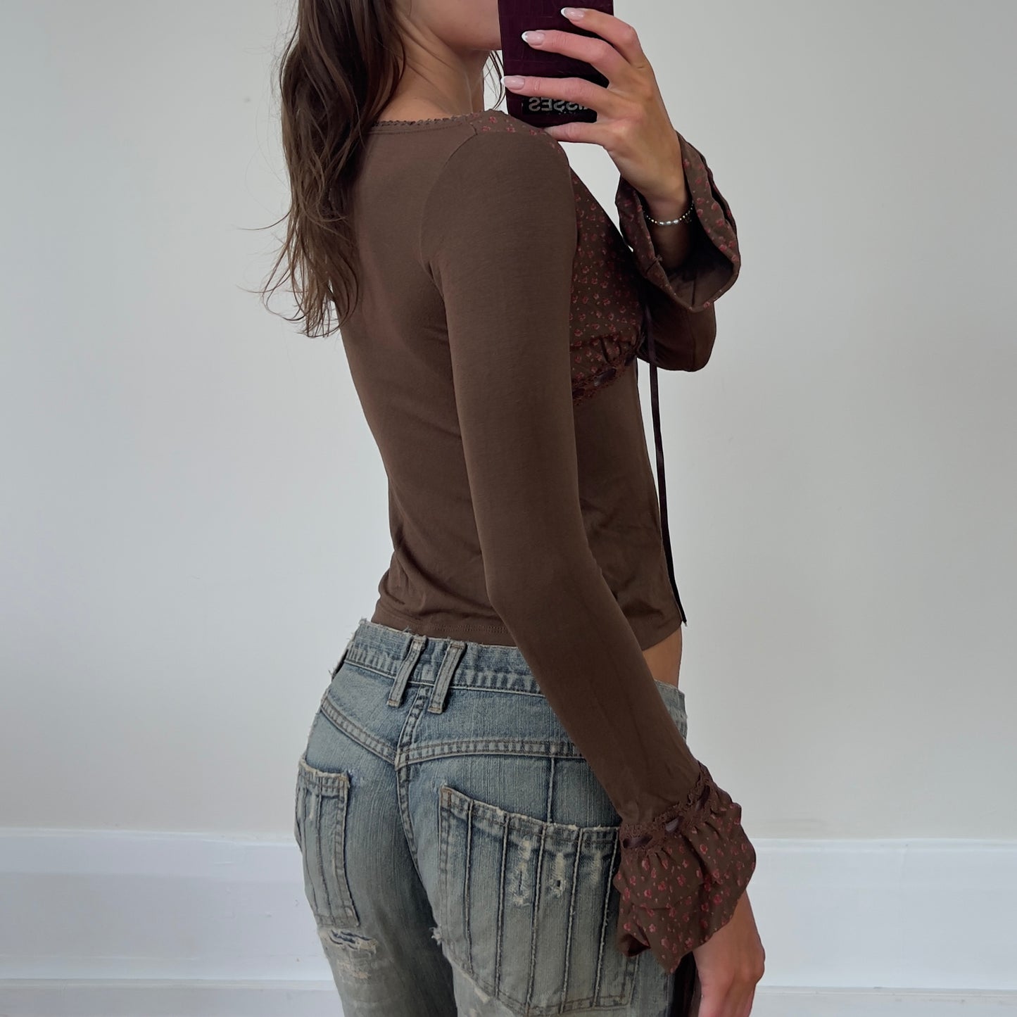brown floral long sleeve