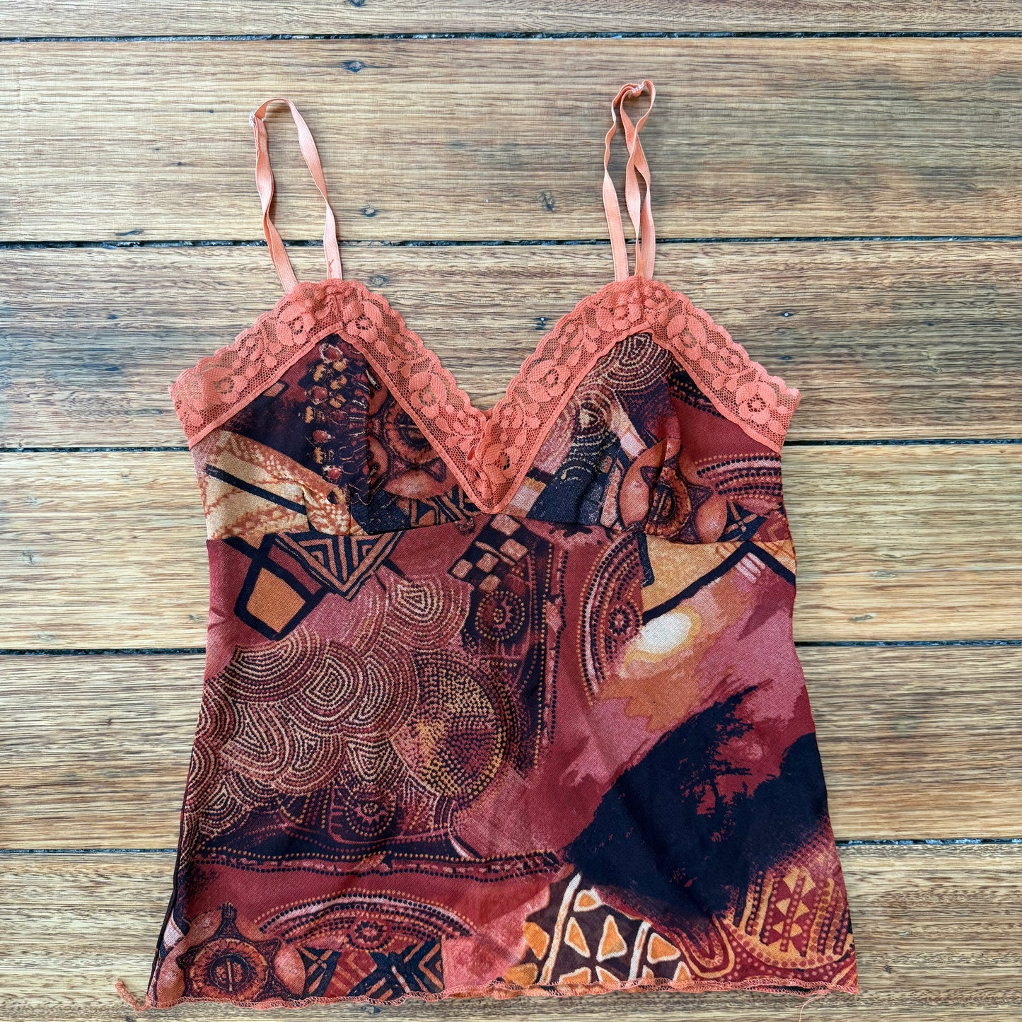 graphic mesh cami