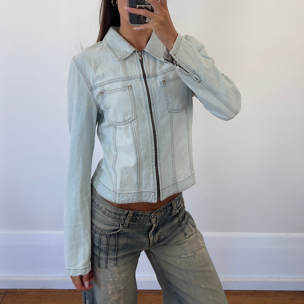 light denim zip up jacket