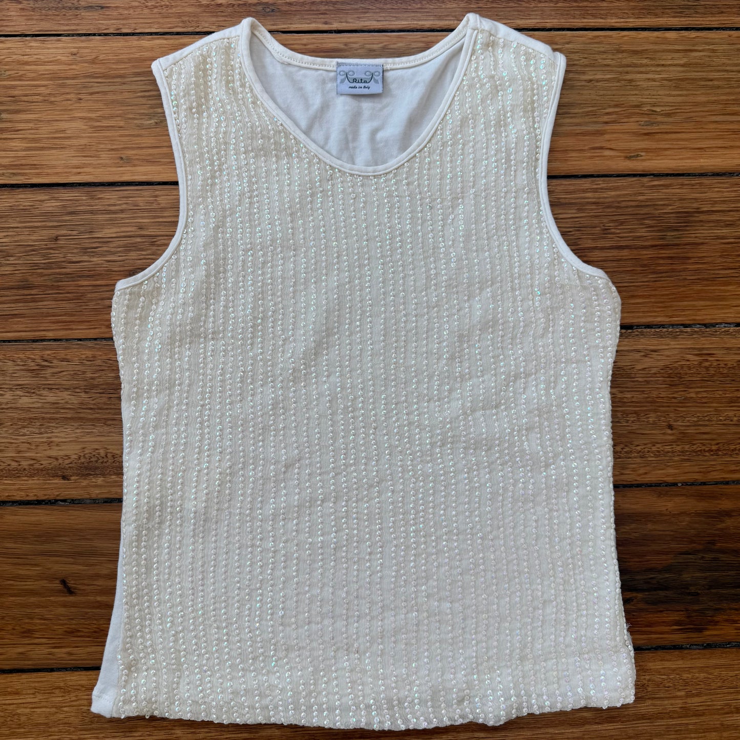 cream beaded tank