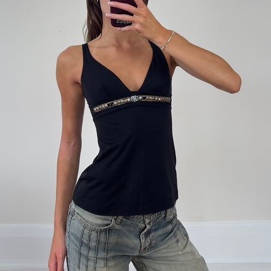 black tank with beaded detail