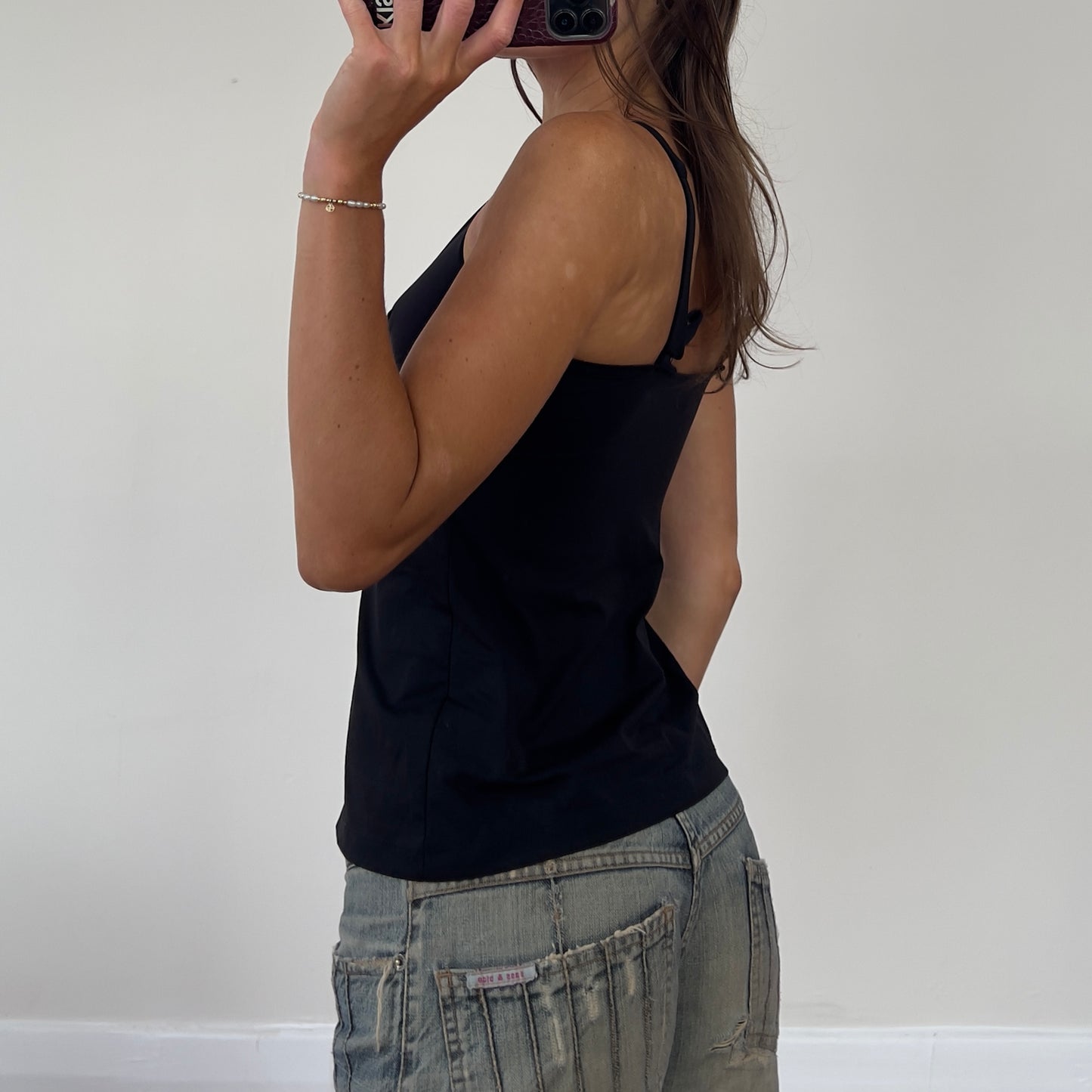 black tank with beaded detail