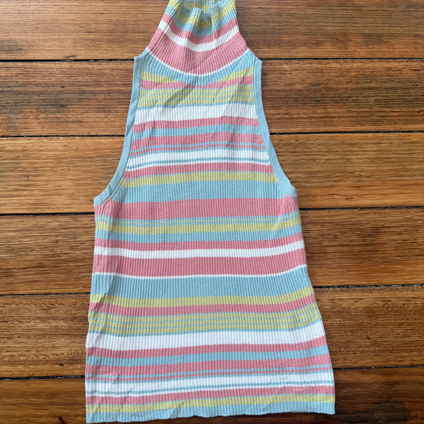 stripe high neck tank
