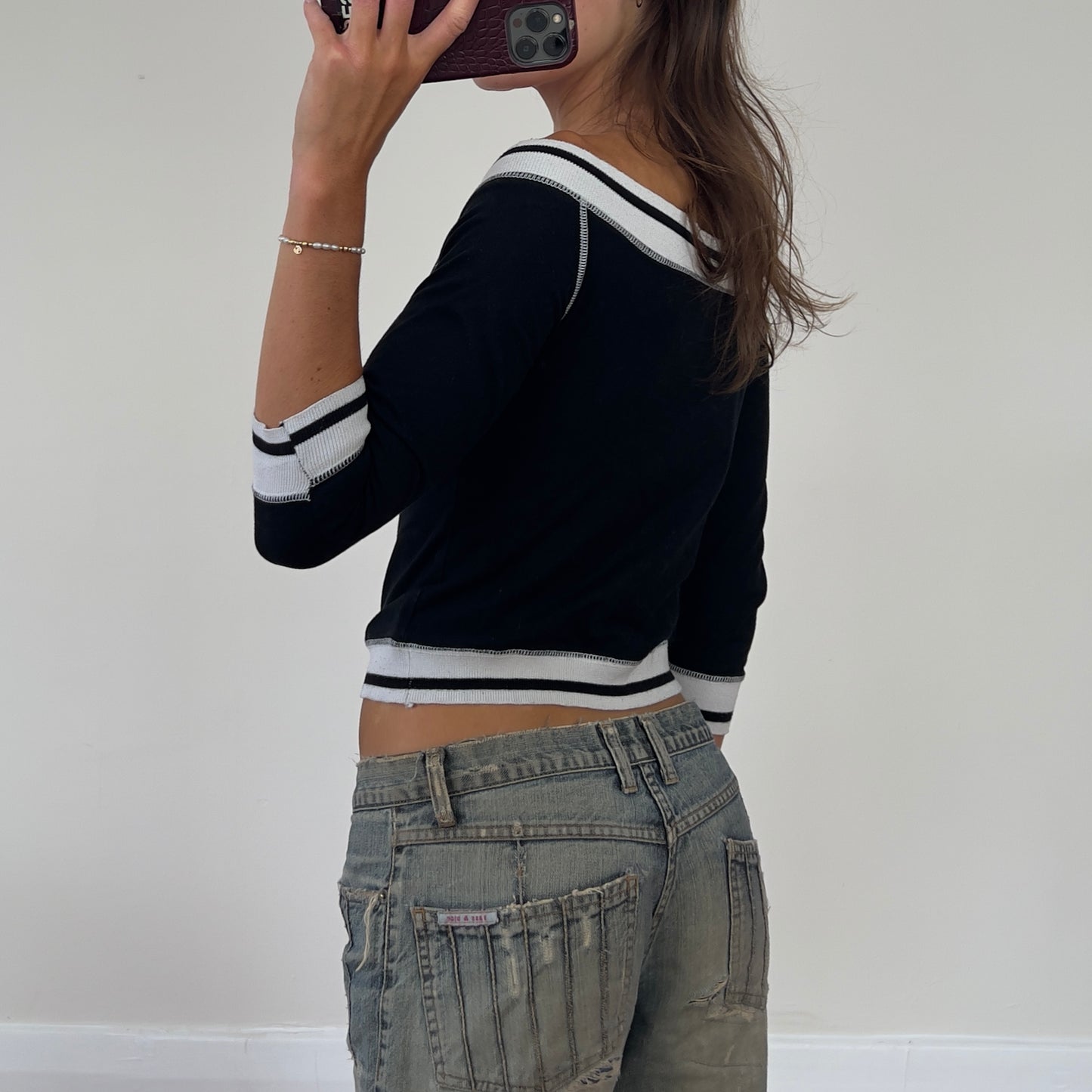 off shoulder graphic top