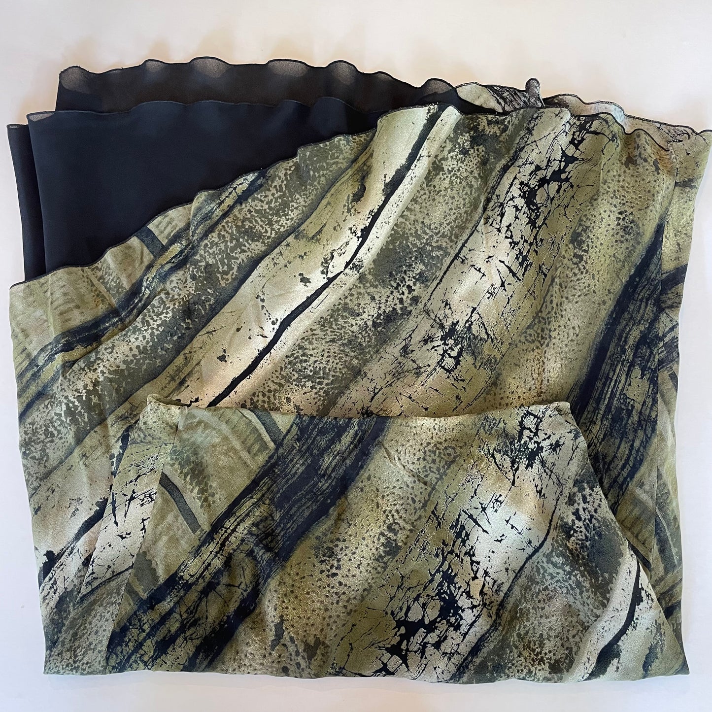 90s green print maxi skirt