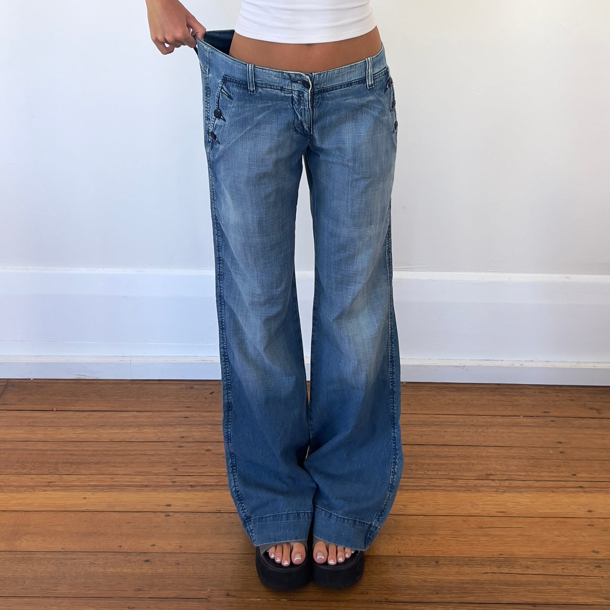 wide leg denim jeans