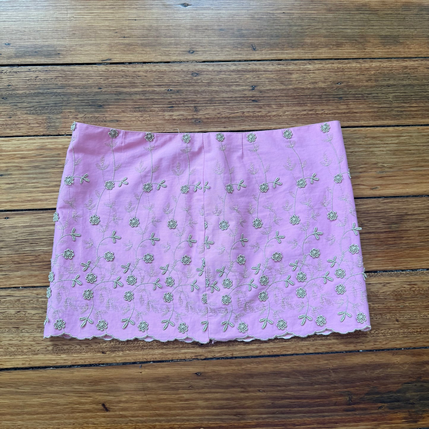 pink floral mini skirt