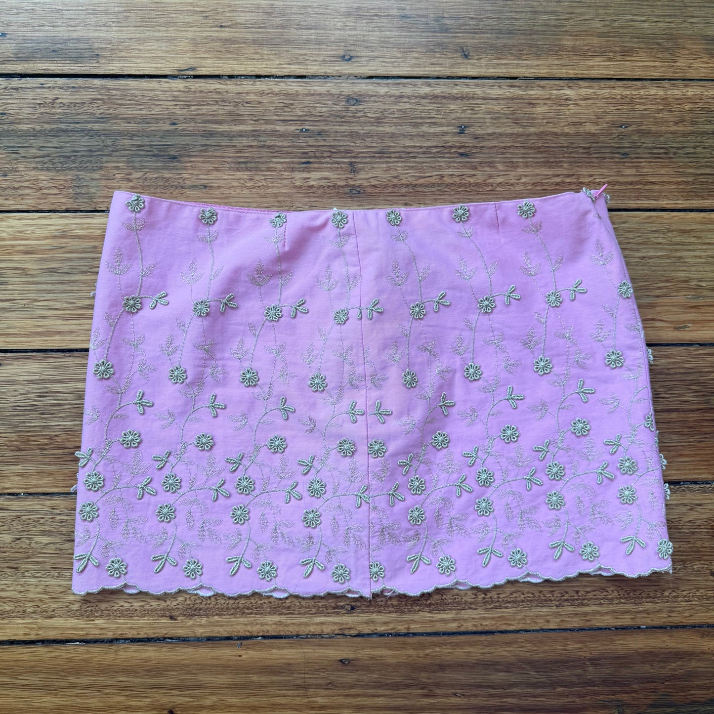 pink floral mini skirt