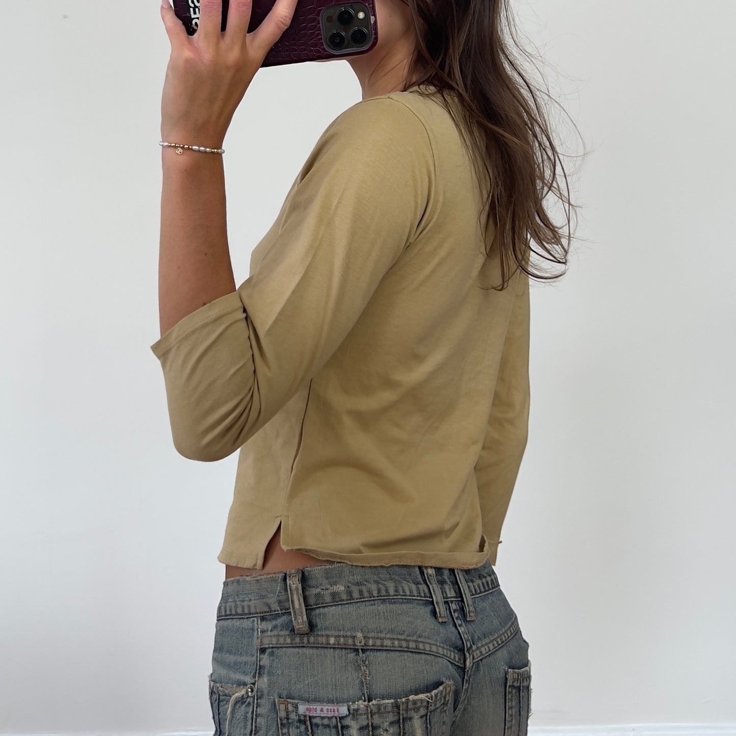 lace up 3/4 sleeve top