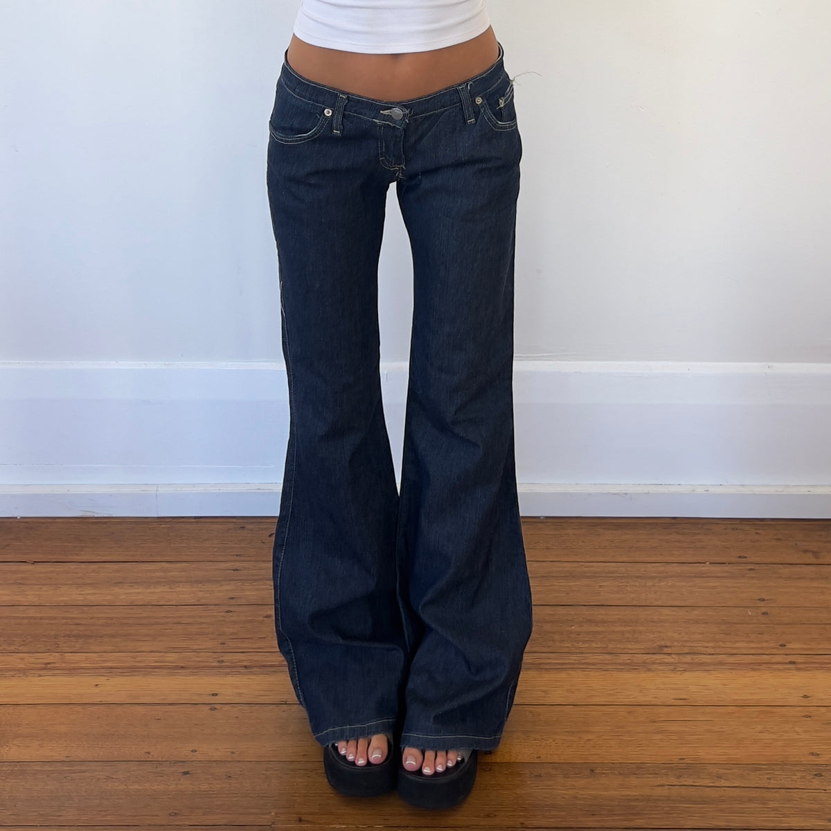 dark denim flared jeans