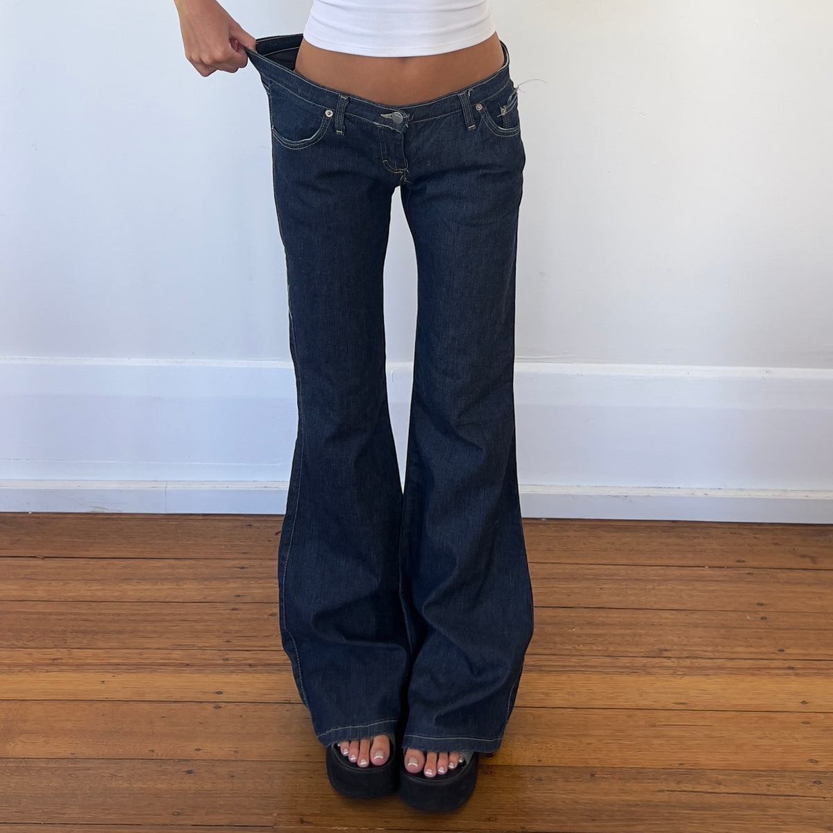 dark denim flared jeans