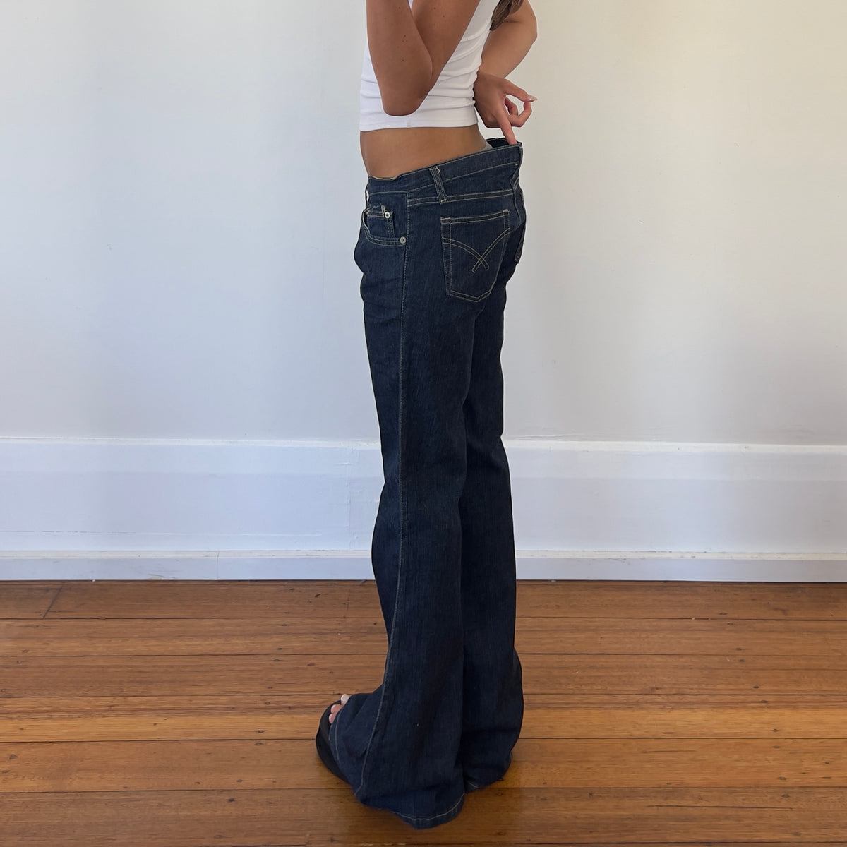 dark denim flared jeans