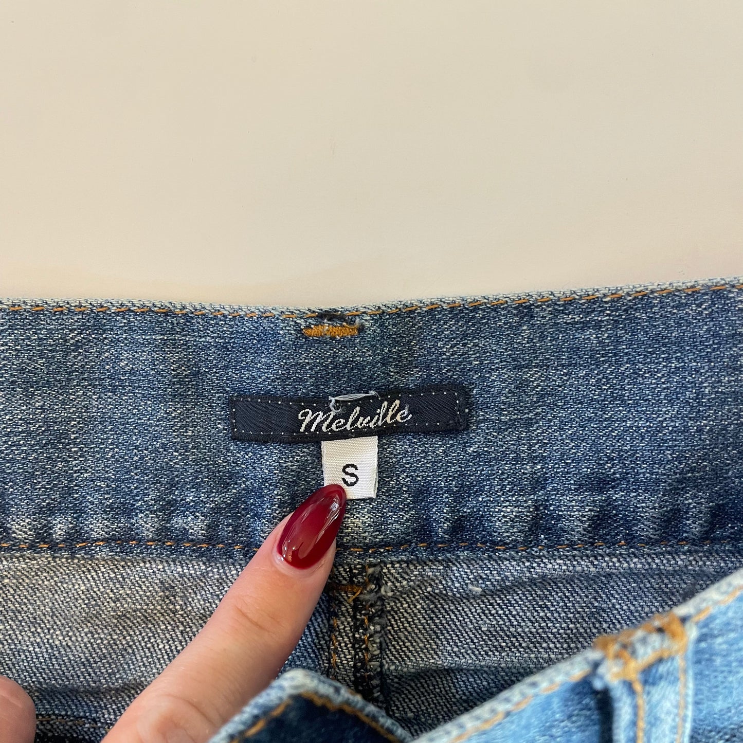 light denim mini skirt