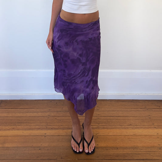 graphic purple midi skirt