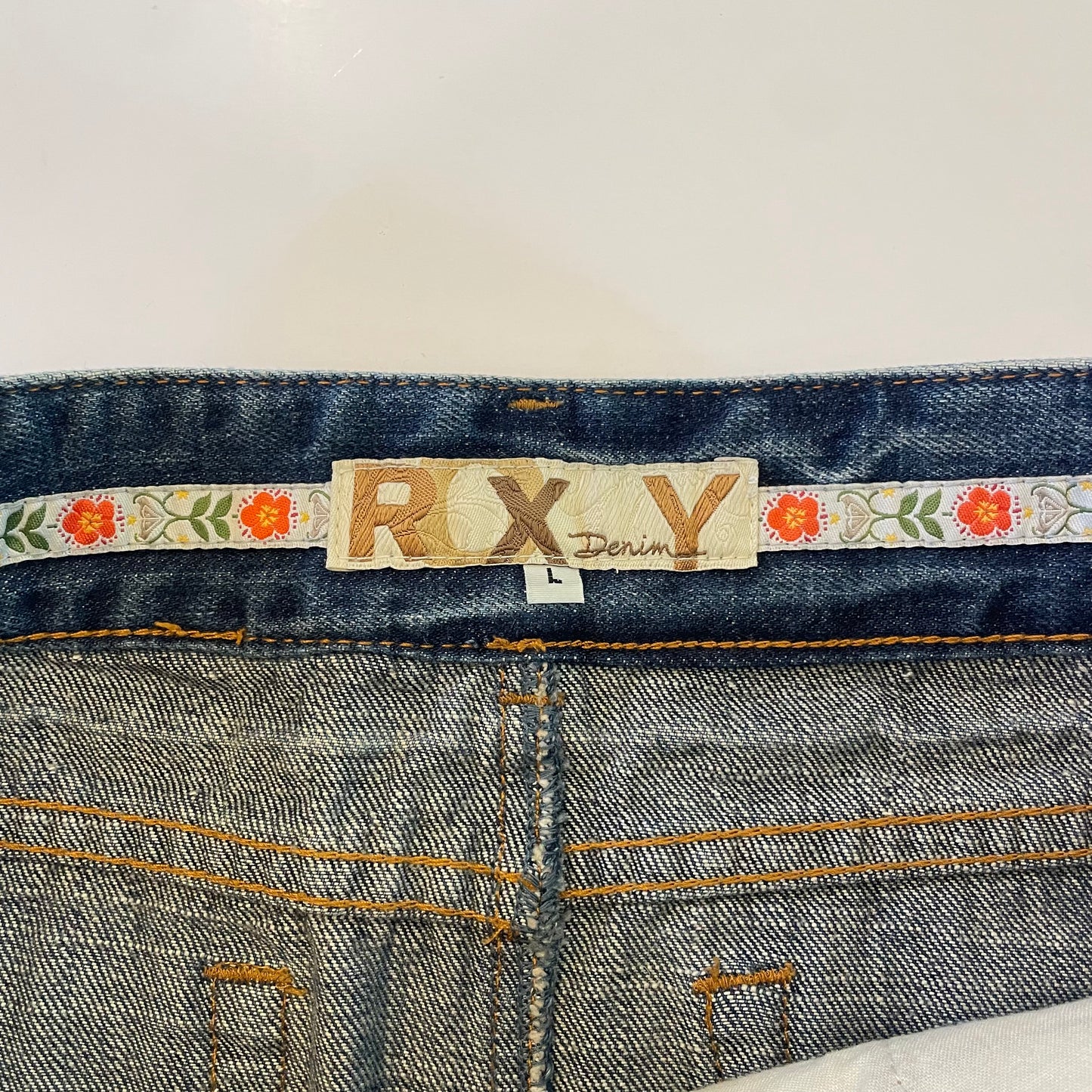 y2k Roxy denim mini skirt